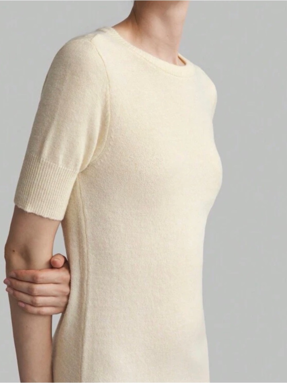 Cream Short-Sleeve Knit Maxi Dress - Picture 4 of 7